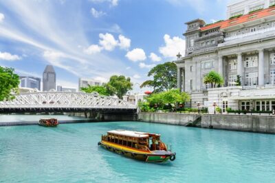 Singapore River Cruise, Night Garden Rhapsody & Spectra by CYT - Clarke Quay: riverside streets and restored shophouses